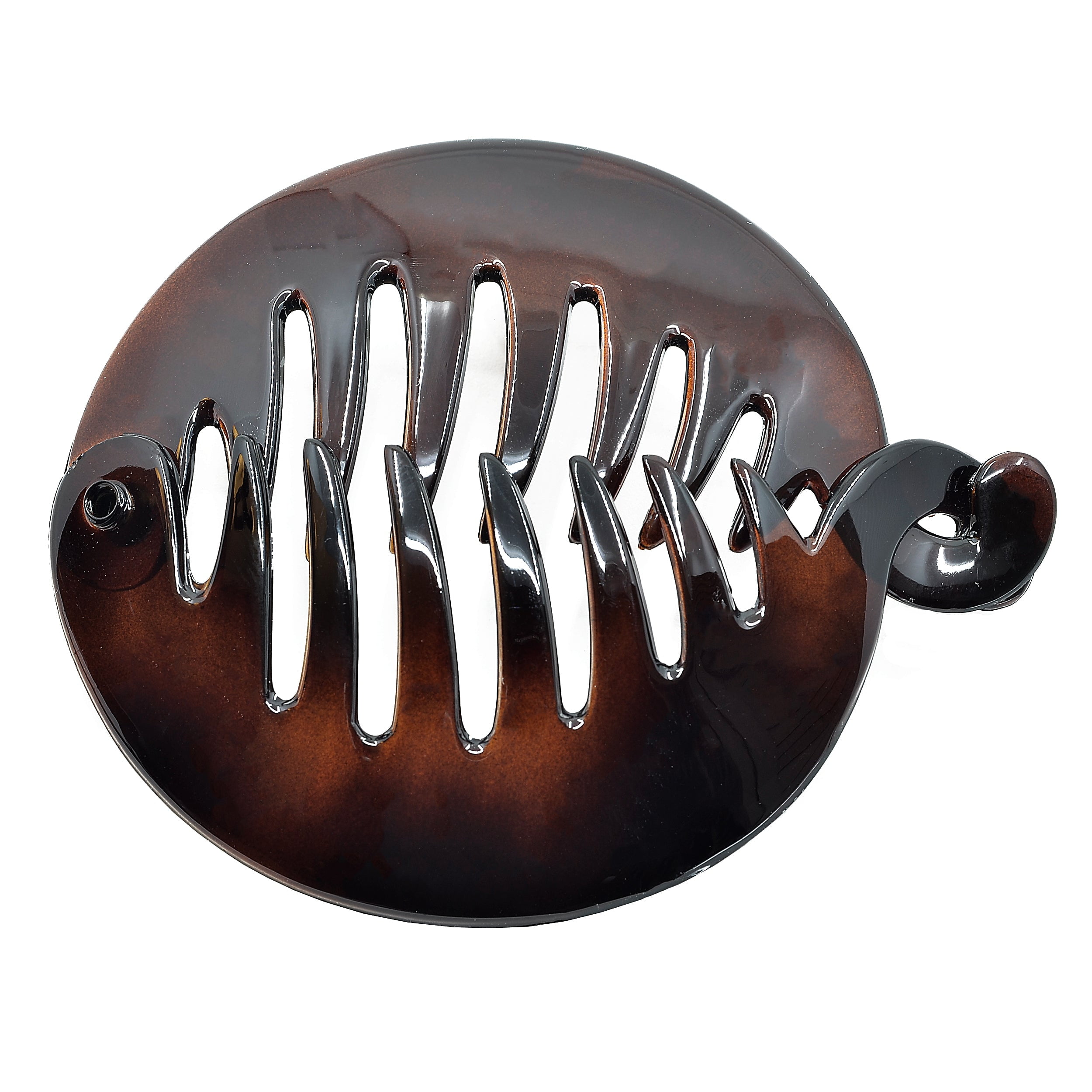 Camila Paris CP2874 3.25 inch French Banana Clip Hair Comb, Black Round Girls Ponytail Holder Interlocking Banana Combs For Volume Thick Hair. Fashion Styling Hair Accessories for Women Made in France