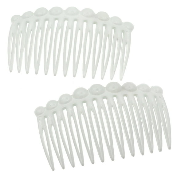 Camila Paris CP2900/2 French Hair Side Comb Small Rounded, White French Twist Hair Combs Decorative, Strong Hold Hair Clips for Women Bun Chignon Up-Do Styling Girls Hair Accessories, Made in France