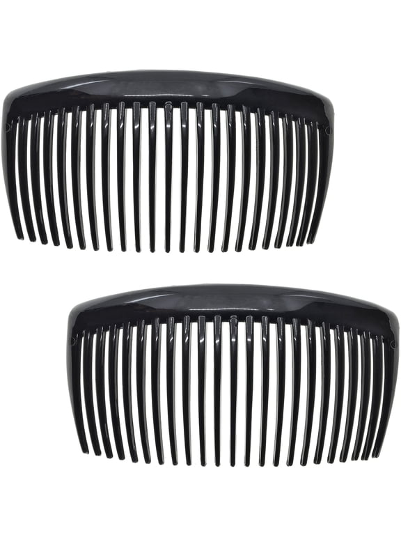 Paris CP2910 French Side Combs Large Curved, Black French Twist Hair Combs Decorative, Strong Hold Hair Clips for Women Bun Chignon Up-Do, No Slip Styling Girls Hair Accessories, Made in France