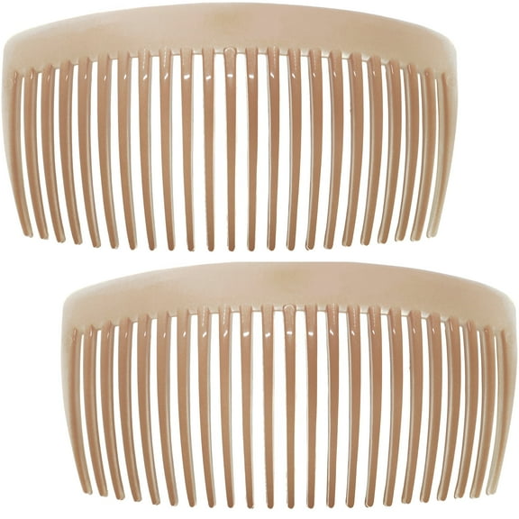 Camila Paris CP2912 French Side Combs Large Curved, Nude French Twist Hair Combs Decorative, Strong Hold Hair Clips for Women Bun Chignon Up-Do, No Slip Styling Girls Hair Accessories, Made in France