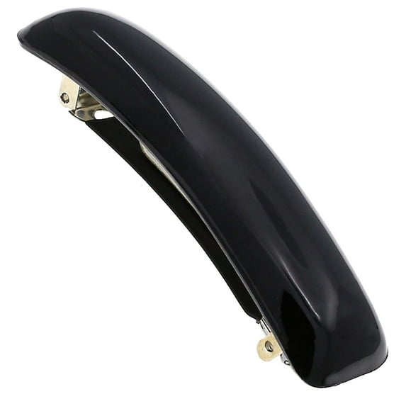 Camila Paris CP3019 French Hair Barrette Clip for Girls, Black, Rubberized Metal Clasp Strong Hold Grip Hair Clips for Women, No Slip Durable and Styling Girls Hair Accessories, Made in France