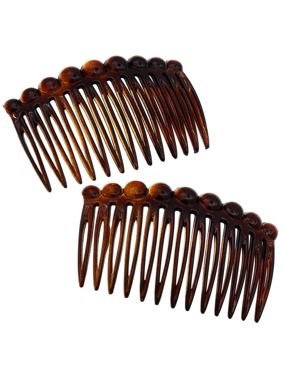 Paris CP33/2 French Hair Side Comb Small Tortoise Shell French Twist Hair Combs Decorative, Strong Hold Hair Clips for Women Bun Chignon Up-Do Styling Girls Hair Accessories, Made in France