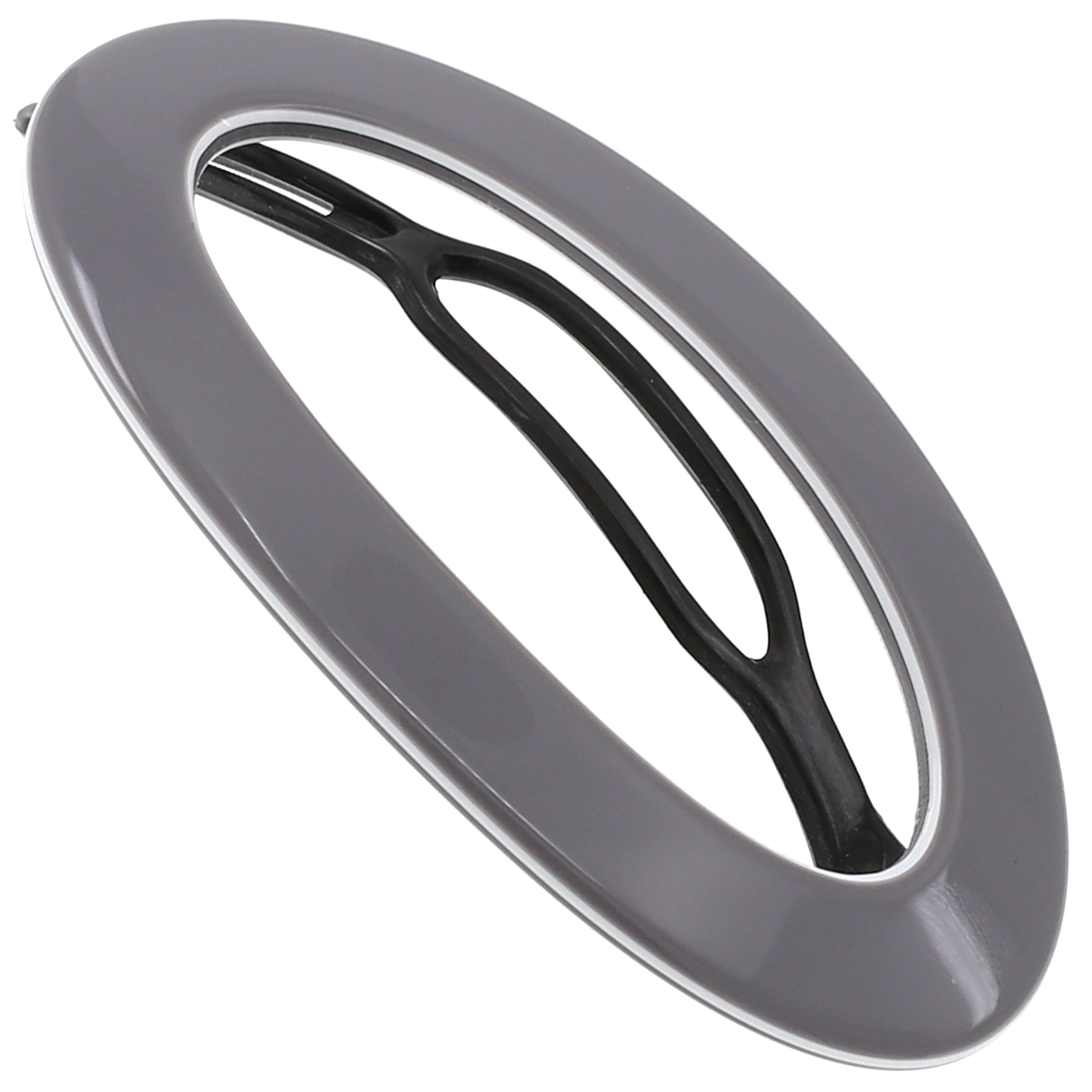 Camila Paris CP3363 French Hair Barrette Clip for Women, Handmade, Gray White, Slide-in Metal-Free Closure, Strong Hold Grip Hair Clips for Girls, No Slip Durable Hair Accessories, Made in France