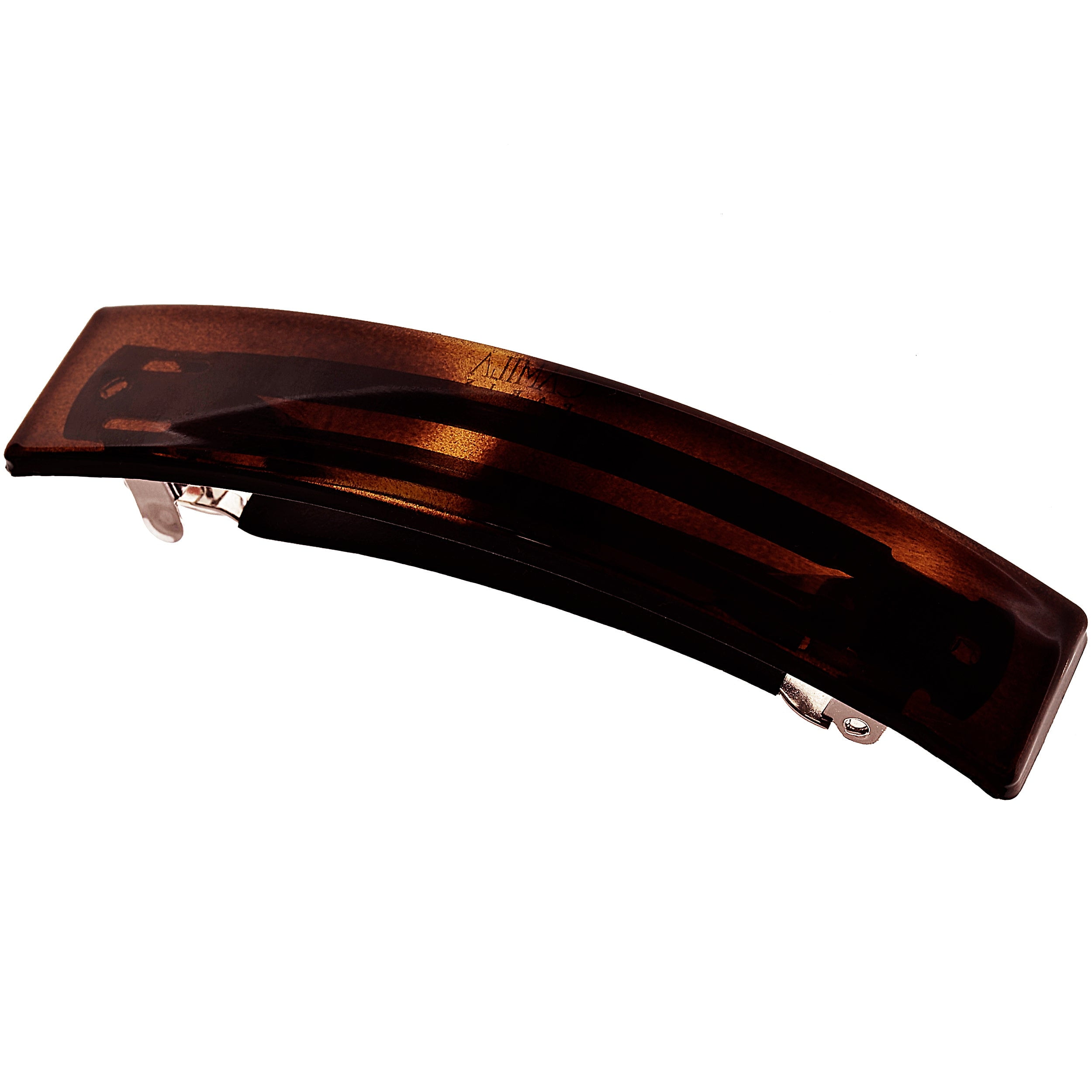 Camila Paris CP3443 French Hair Barrette Clip for Girls, Caramel, Rubberized Automatic Clasp Strong Hold Grip Hair Clips for Women, No Slip and Durable Styling Girls Hair Accessories, Made in France