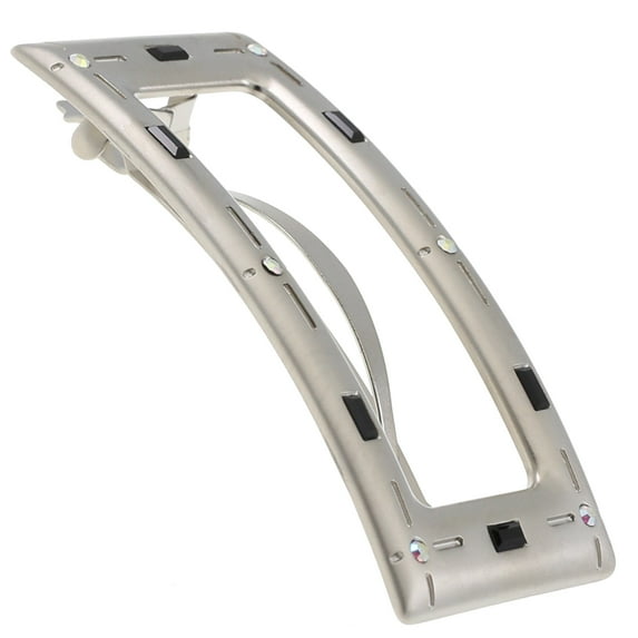 Camila Paris GA252 2.5 Inch Square Hair Barrette Clip Metal Silver, French Hair Accessories for Women, Handmade with Swarovski Crystals Stones. Styling Girls Hair Ornaments. Made in France