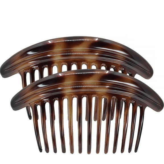 Camila Paris MP978/2 French Hair Side Combs, Black Curved Interlocking Combs French Twist Hair Combs, Strong Hold Hair Clips for Women Bun Chignon, Up-Do Styling Girls Hair Accessories Made in France