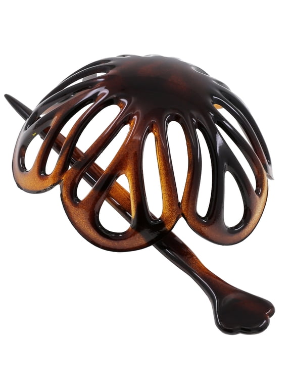 Paris NV149 French Hair Bun Clip Maker Cover Cap Holder, Tortoise Shell, Round Dome Bun Hair Clip for Women Hair Updo, Styling Hair Bun Accessories for Women, No Slip Durable, Made in France