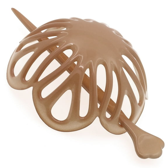 Camila Paris NV149 French Hair Bun Clip Maker Cover Cap Holder, Tortoise Shell, Round Dome Bun Hair Clip for Women Hair Updo, Styling Hair Bun Accessories for Women, No Slip Durable, Made in France