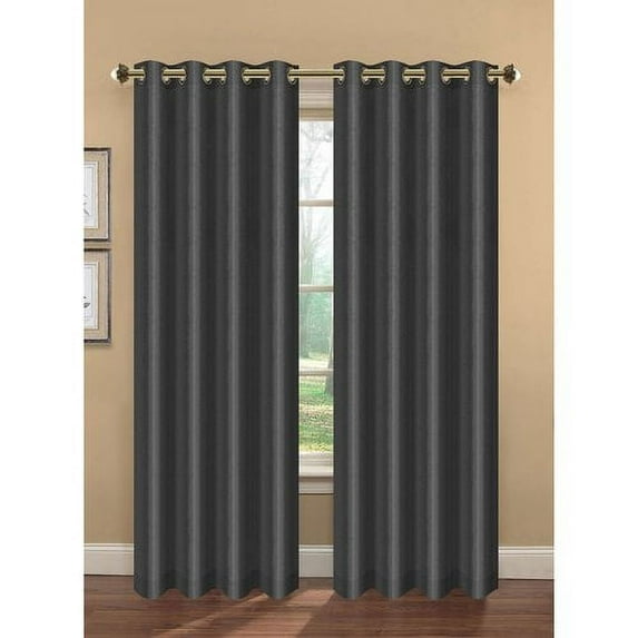 Camilla Faux Silk Room Darkening Grommet Curtain Panel Pairs