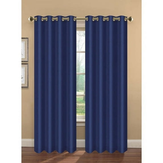 Camilla Faux Silk Room Darkening Grommet Curtain Panel Pairs