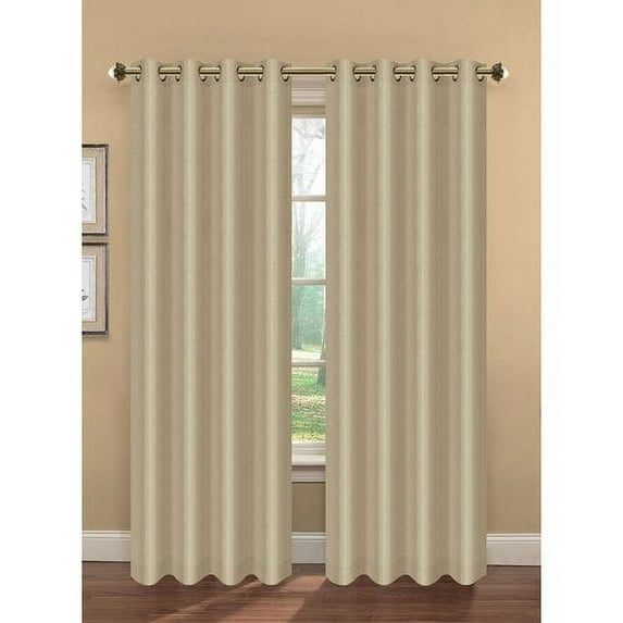 Camilla Faux Silk Room Darkening Grommet Curtain Panel Pairs