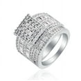 thumbnail image 1 of Camilla Wedding Ring Set Women CZ Sterling Silver Engagement Matching Band Ginger Lyne Collection, 1 of 7