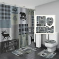 thumbnail image 1 of 4PCS Deer Shower Curtain Set, Elk Moose Mallard Duck Woodland Animals Hunting Lodge Cabin Country Rustic Farmhouse Bathroom Decor, Waterproof Fabric Shower Curtain, Non-slip Bath Mat, 1 of 7