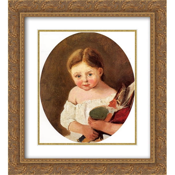 Camille Corot 2x Matted 20x22 Gold Ornate Framed Art Print 'The Youngest Daughter of M. Edouard Delalain'