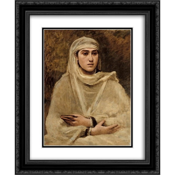 Camille Corot 2x Matted 20x24 Black Ornate Framed Art Print 'Algerian Woman'