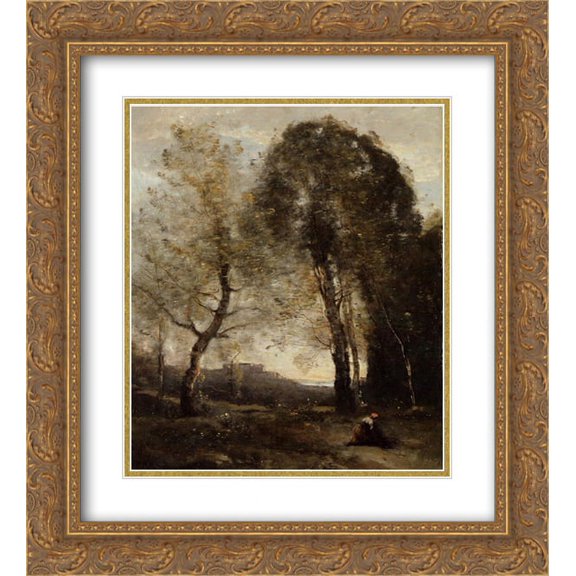 Camille Corot 2x Matted 20x24 Gold Ornate Framed Art Print 'Souvenir of Italy'