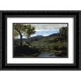 thumbnail image 1 of Camille Corot 2x Matted 24x18 Black Ornate Framed Art Print 'Roman Countryside Rocky Valley with a Herd of Pigs', 1 of 2