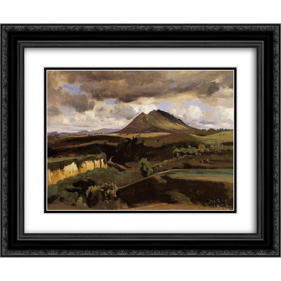 Camille Corot 2x Matted 24x20 Black Ornate Framed Art Print 'Mont Soracte'