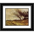 thumbnail image 1 of Camille Corot 2x Matted 24x20 Black Ornate Framed Art Print 'Windswept Landscape', 1 of 2