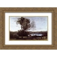thumbnail image 1 of Camille Corot 2x Matted 24x20 Gold Ornate Framed Art Print 'Large Sharecropping Farm', 1 of 2