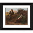 thumbnail image 1 of Camille Félix Bellanger 18x15 Black Ornate Wood Framed Double Matted Museum Art Print Titled - Chatting by the Wayside (1899), 1 of 5