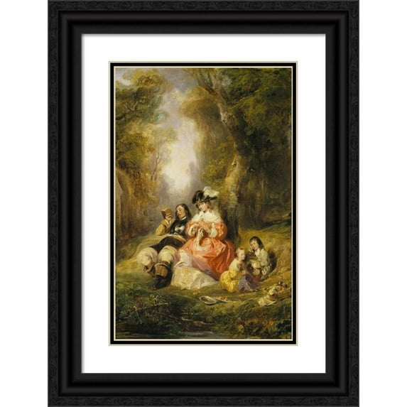Camille-Joseph-Etienne Roqueplan 13x18 Black Ornate Wood Framed Double Matted Museum Art Print Titled - Summer Pleasures (1830)