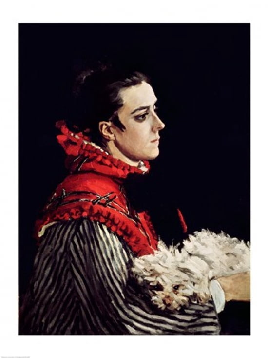Camille Monet (1847-79) in a Red Cape 1866 Canvas Art - Claude Monet (18 x 24)