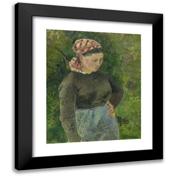 Camille Pissarro 12x14 Black Modern Framed Museum Art Print Titled - Peasant Woman (1880)