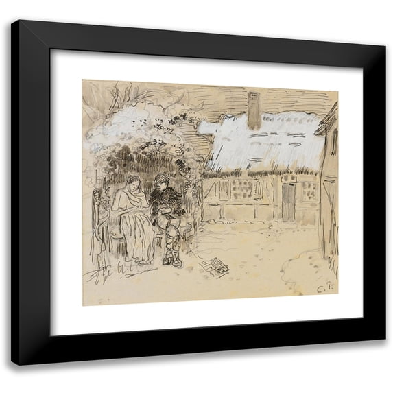 Camille Pissarro 13x12 Black Modern Framed Museum Art Print Titled - Under the Arbor (Study for Daphnis and Chloe) (circa 1895-1899)