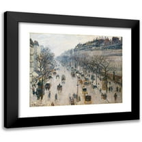 Camille Pissarro 14x12 Black Modern Framed Museum Art Print Titled - The Boulevard Montmartre on a Winter Morning (1897)