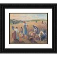 thumbnail image 1 of Camille Pissarro 14x12 Black Ornate Wood Framed Double Matted Museum Art Print Titled: The Gleaners (1889), 1 of 5