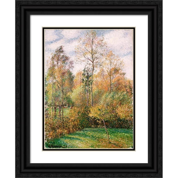 Camille Pissarro 14x18 Black Ornate Wood Framed Double Matted Museum Art Print Titled - Fall, Poplars, Eragny (Autumn, Poplars, Eragny)