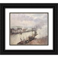 thumbnail image 1 of Camille Pissarro 17x15 Black Ornate Wood Framed Double Matted Museum Art Print Titled - Steamboats in the Port of Rouen (1896), 1 of 5