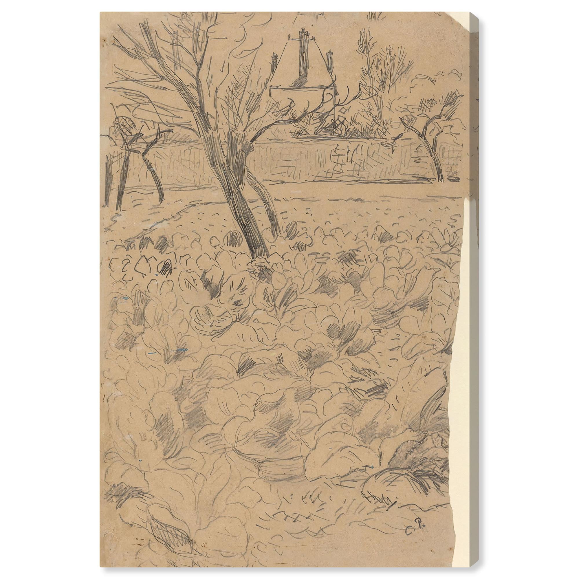 Vintage Beige and Brown Landscape Canvas Art, 24" x 16"