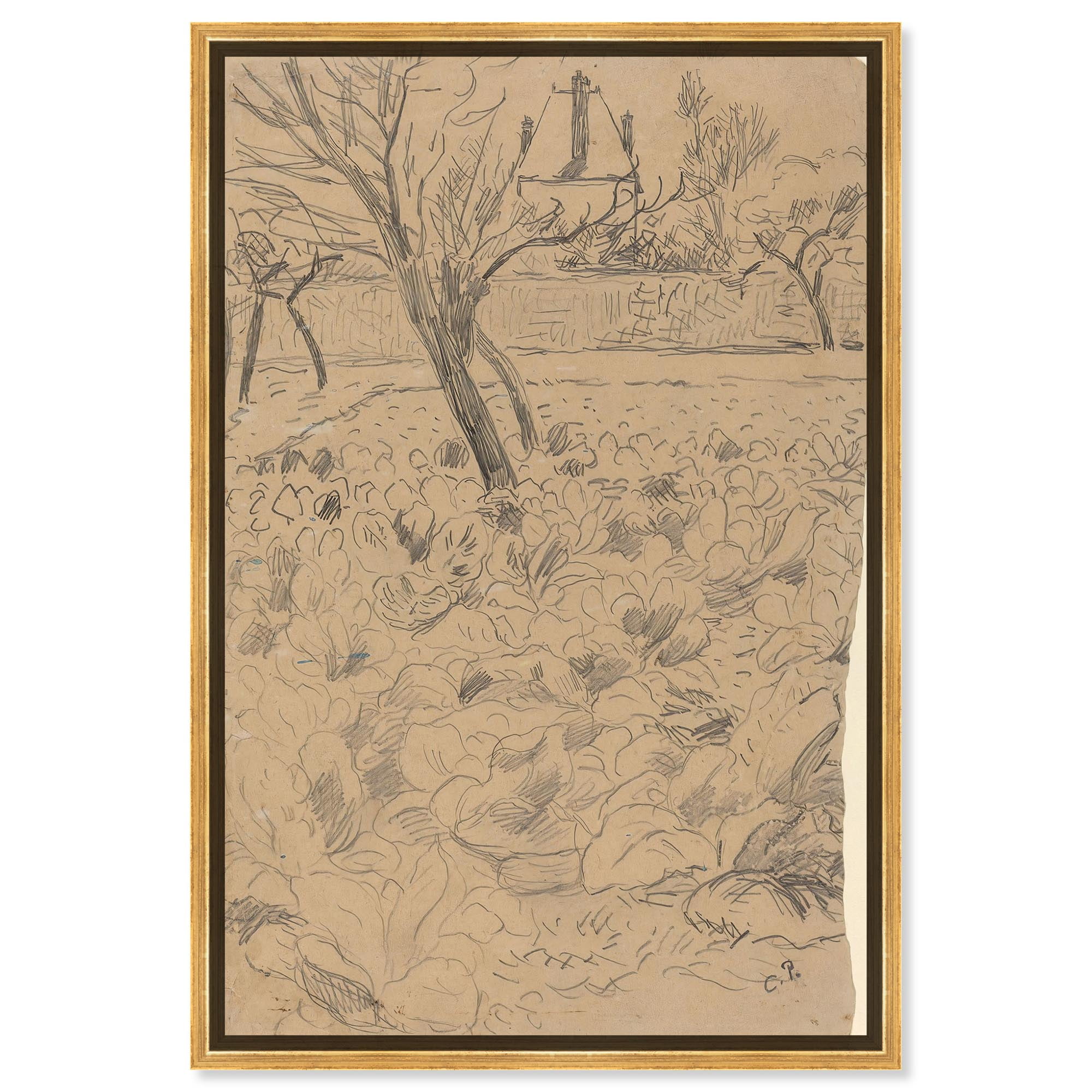 Camille Pissarro Vintage Landscape Canvas Art with Gold Frame, 36" x 54"