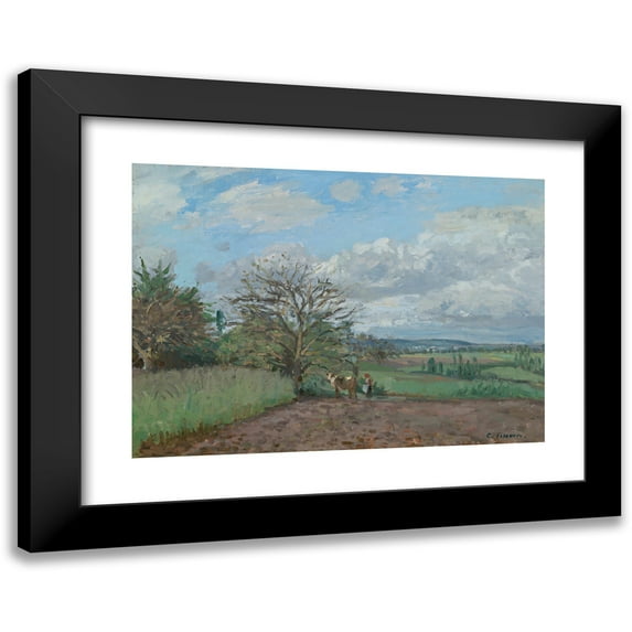 Camille Pissarro 18x14 Black Modern Framed Museum Art Print Titled - Landscape with a Vachere (circa 1872)