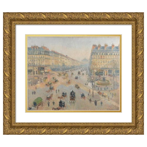 Camille Pissarro 18x15 Gold Ornate Wood Frame and Double Matted Museum Art Print Titled - Avenue De L'Opera (1898)