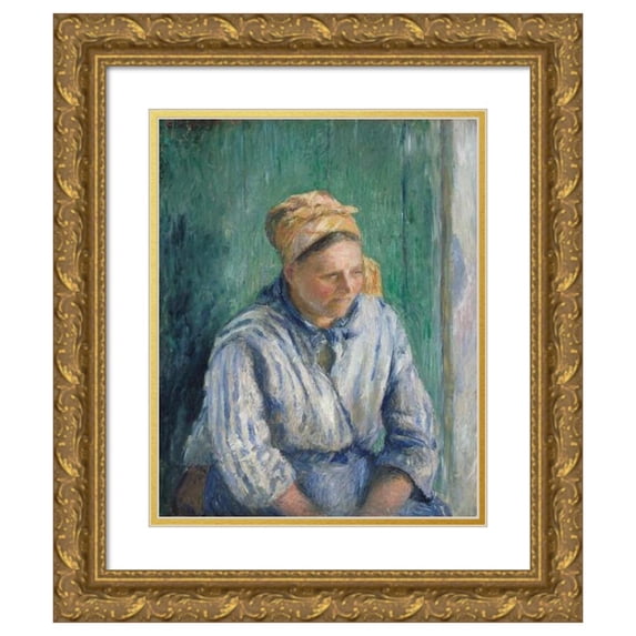 Camille Pissarro 20x24 Gold Ornate Framed and Double Matted Museum Art Print Titled - Washerwoman, Study (1880)