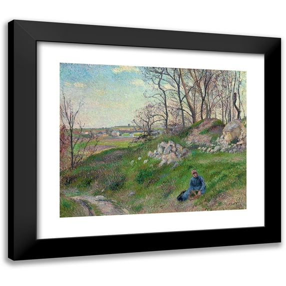 Camille Pissarro 23x20 Black Modern Framed Museum Art Print Titled - Les Carrieres Du Chou, Pontoise (1882)