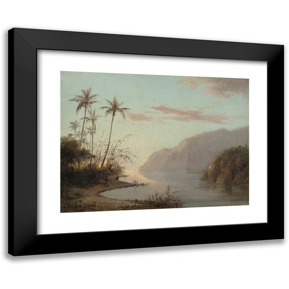 Camille Pissarro 24x19 Black Modern Framed Museum Art Print Titled - A Creek in St. Thomas (Virgin Islands) (1856)