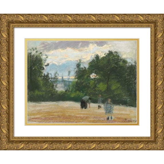 Camille Pissarro 24x19 Gold Ornate Framed and Double Matted Museum Art Print Titled - La Clairiere (Circa 1875)