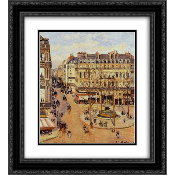 Camille Pissarro 2x Matted 20x24 Black Ornate Framed Art Print 'Rue Saint Honore Morning Sun Effect, Place du Theatre Francais'