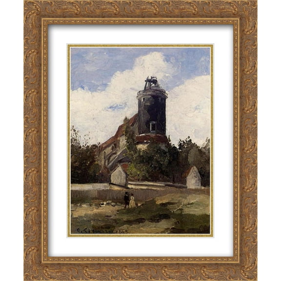 Camille Pissarro 2x Matted 20x24 Gold Ornate Framed Art Print 'The Telegraph Tower at Montmartre'
