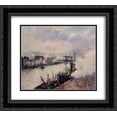 thumbnail image 1 of Camille Pissarro 2x Matted 22x20 Black Ornate Framed Art Print 'Steamboats in the Port of Rouen', 1 of 2