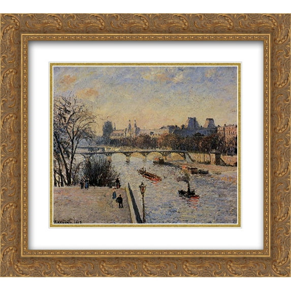 Camille Pissarro 2x Matted 22x20 Gold Ornate Framed Art Print 'The Louvre'