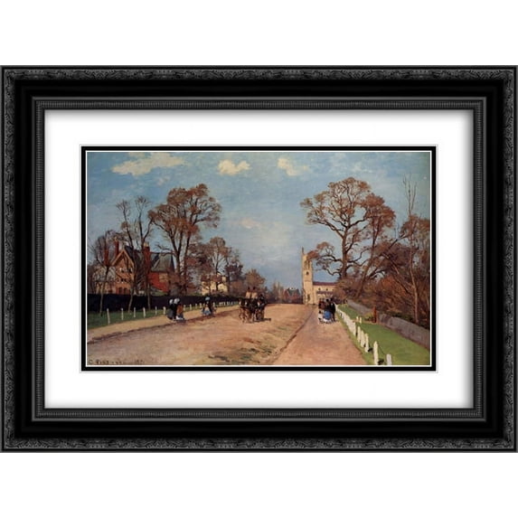 Camille Pissarro 2x Matted 24x18 Black Ornate Framed Art Print 'The Avenue, Sydenham'