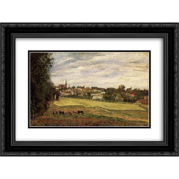 Camille Pissarro 2x Matted 24x18 Black Ornate Framed Art Print 'View of Marly le Roi'