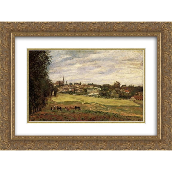 Camille Pissarro 2x Matted 24x18 Gold Ornate Framed Art Print 'View of Marly le Roi'