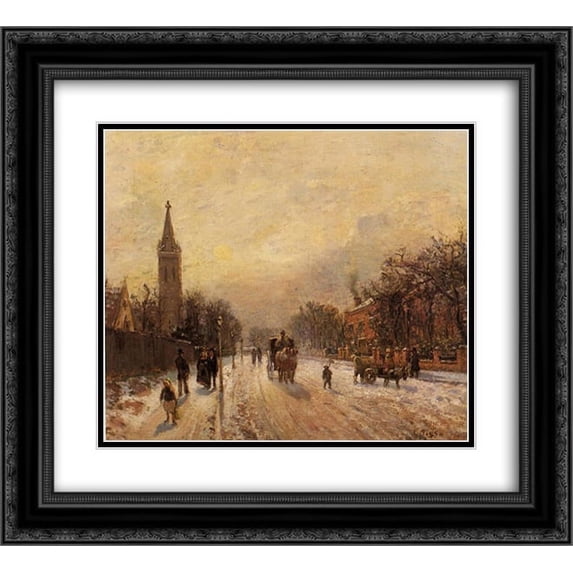 Camille Pissarro 2x Matted 24x20 Black Ornate Framed Art Print 'All Saints' Church, Upper Norwood'