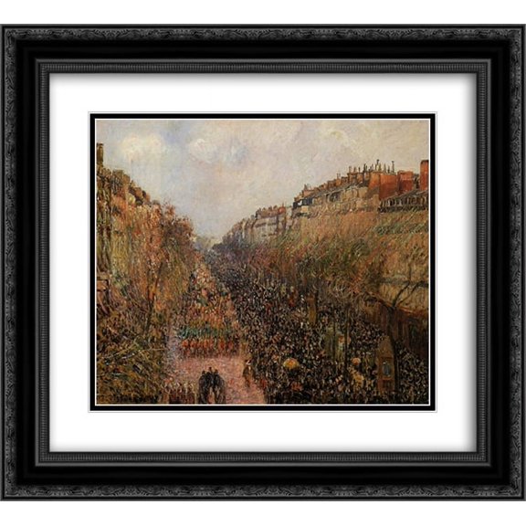Camille Pissarro 2x Matted 24x20 Black Ornate Framed Art Print 'Boulevard Montmartre Mardi Gras'